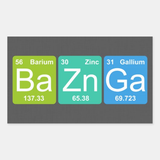 Ba Zn Ga!周期表要素のシール 長方形シール (正面)
