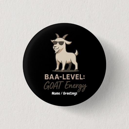 Baaレベル: GOAT エナジー 面白い ヤギ だじゃれ 缶バッジ (正面)