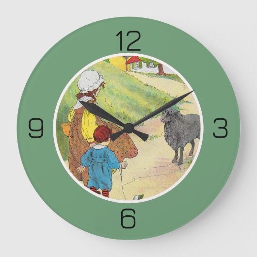 baa baa 黒ひつじの誕生日パーティーコレクション ラージ壁時計 (正面)