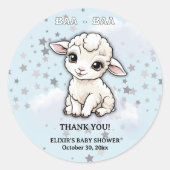 Baa-baa A Little Lamb Stars Baby Shower ラウンドシール (正面)