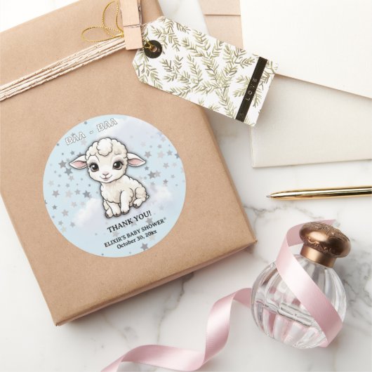 Baa-baa A Little Lamb Stars Baby Shower ラウンドシール (ギフト)