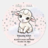 Baa-baa A Little Lamb Stars Baby Shower ラウンドシール (正面)