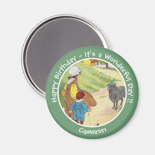 Baa, Baa, Black Sheep Birthday Party Collection マグネット (正面/裏面)