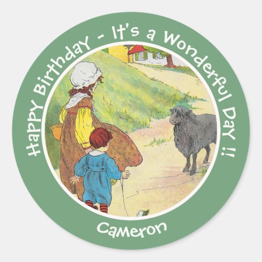 Baa, Baa, Black Sheep Birthday Party Collection ラウンドシール (正面)