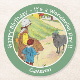 Baa, Baa, Black Sheep Birthday Party Collection ラウンドペーパーコースター