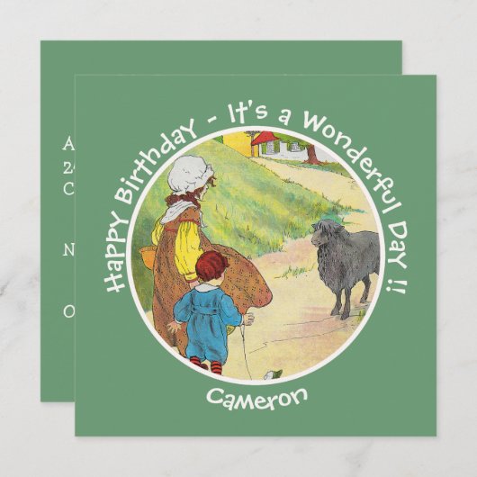 Baa, Baa, Black Sheep Birthday Party Collection 招待状 (正面/裏面)