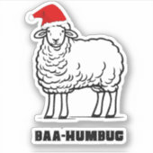 Baa-Humbugクリスマスヒツジかわいいおもしろい農家アニマ シール (正面)