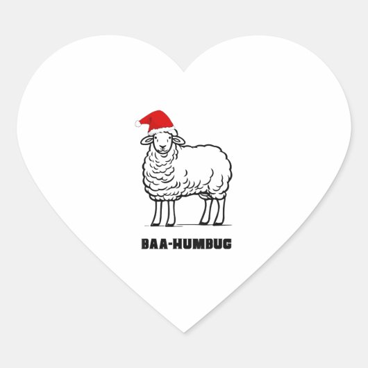 Baa-Humbugクリスマスヒツジかわいいおもしろい農家アニマ ハートシール (正面)