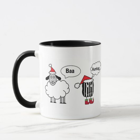 Baa Humbug Funny Christmas Sheep Cartoon マグカップ (左)