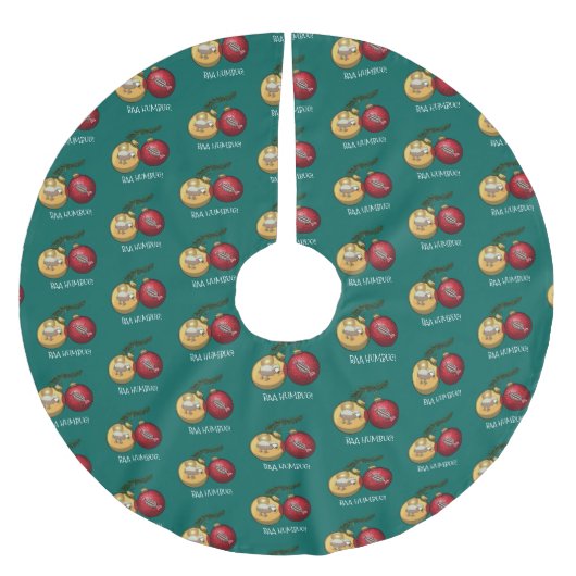 Baa Humbug Sheep Christmas Decorations Cartoon ブラッシュドポリエステルツリースカート (正面)