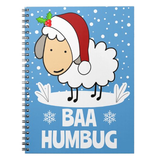 Baa Humbug Sheep Wearing A Santa Hat Holiday ノートブック (正面)