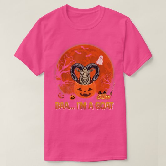 Baa Iはヤギおもしろいのハロウィーンヤギで怖いカボチャ Tシャツ (デザイン正面)