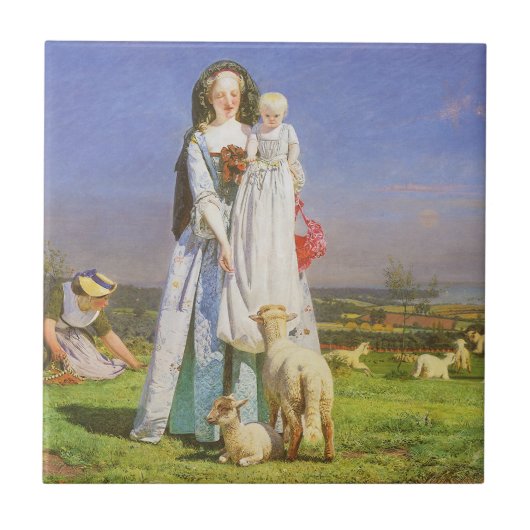 Baa Lambs かわいらし by Ford Madox Brown タイル (正面)