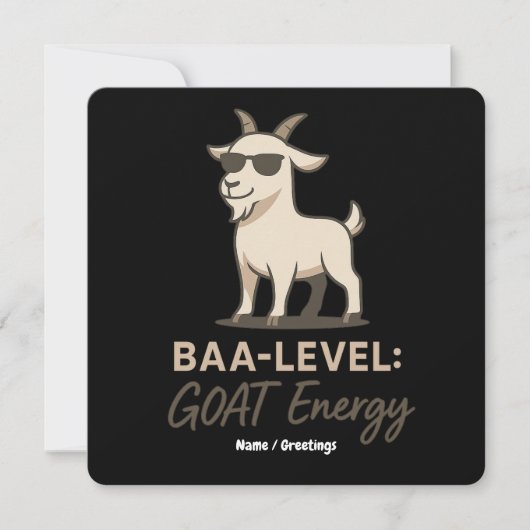  Baa-Level: GOAT Energy Funny Cool Goat Pun 招待状 (正面)