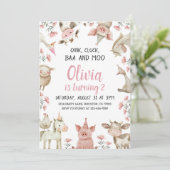 baa oink moo 私は2さいの おたんじょうび　ごあいさつ　農家の娘 2さいのおたんじょうび 招待状 (スタンド正面)