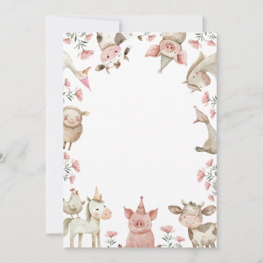 baa oink moo 私は2さいの おたんじょうび　ごあいさつ　農家の娘 2さいのおたんじょうび 招待状 (裏面)