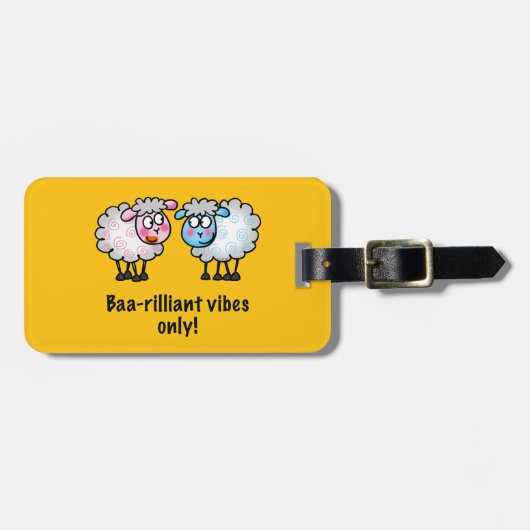Baa-rilliant - かわいいカートゥーン羊のペア ラゲッジタグ (正面横)