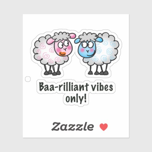 Baa-rilliant - かわいいカートゥーン 羊のペア シール (シート)