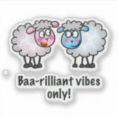 Baa-rilliant - かわいいカートゥーン 羊のペア シール (正面)