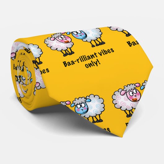 Baa-rilliant - かわいいカートゥーン 羊のペア ネクタイ (ロール)
