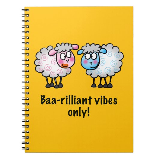 Baa-rilliant - かわいいカートゥーン 羊のペア ノートブック (正面)