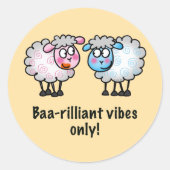 Baa-rilliant - Cute Cartoon Sheep Pair ラウンドシール (正面)