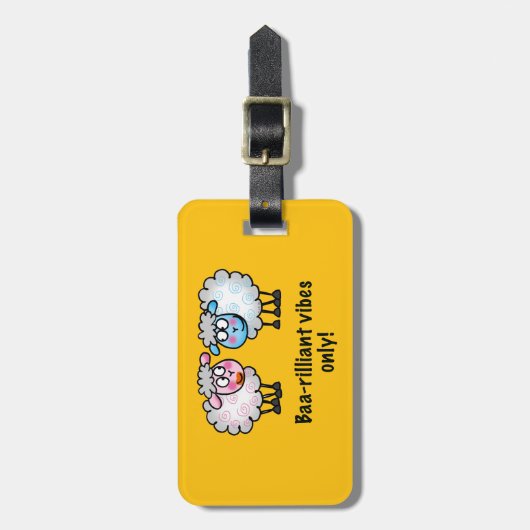 Baa-rilliant - Cute Cartoon Sheep Pair ラゲッジタグ (正面縦)