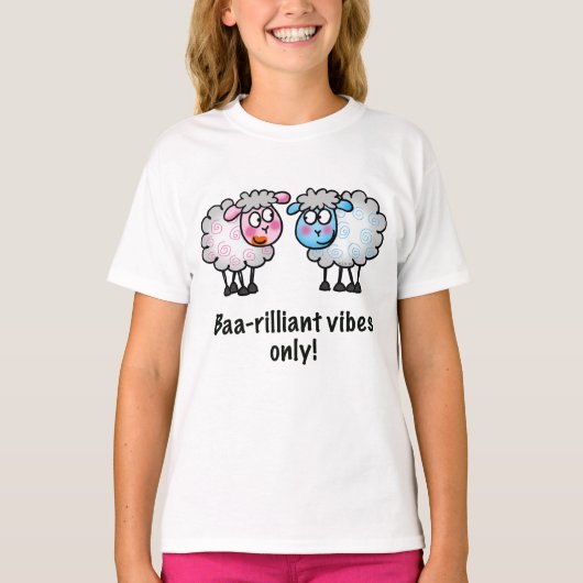 Baa-rilliant - Cute Cartoon Sheep Pair Tシャツ (正面)