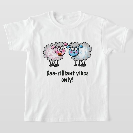 Baa-rilliant - Cute Cartoon Sheep Pair Tシャツ (レイダウン)
