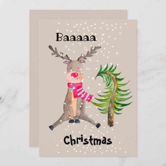 Baaaaクリスマスウォーター色トナカイ シーズンカード (正面/裏面)