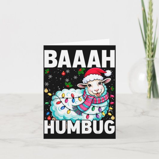 Baaah Humbug Sheep Xmas Lights Funny Anti Christma カード (正面)