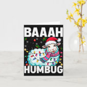 Baaah Humbug Sheep Xmas Lights Funny Anti Christma カード (黄色い花)