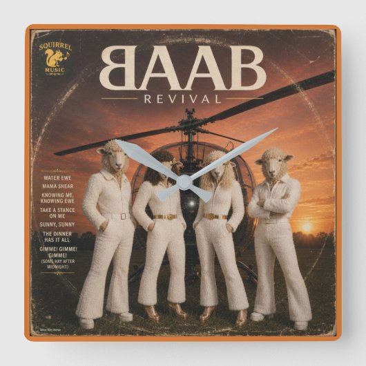 BAABアルバム: パロディ スクエア壁時計 (正面)