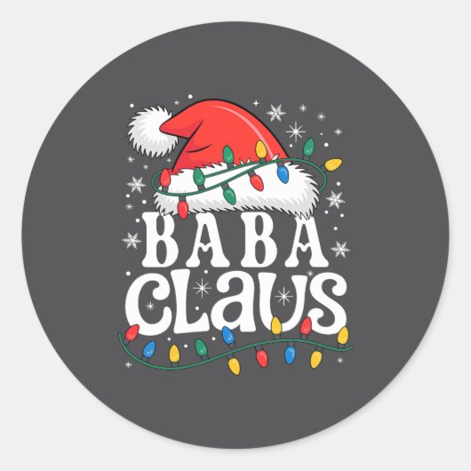 Baba Claus Funny Xmas Christmas Grandma Holiday St ラウンドシール (正面)