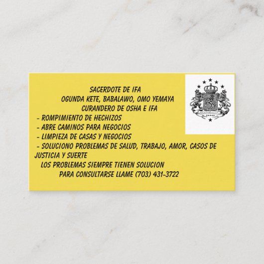 Babalawoの名刺 名刺 (正面)