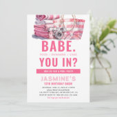 BABEピンクプールパーティー女子誕生日 招待状 (スタンド正面)