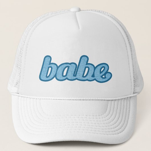 "babe"デニムブルーとホワイトハット キャップ (正面)