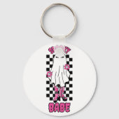 "Babe"女不気味性ハロウィーン幽霊-レトロピンク キーホルダー (正面)