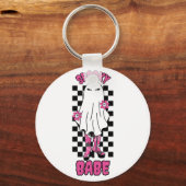 "Babe"女不気味性ハロウィーン幽霊-レトロピンク キーホルダー (正面)