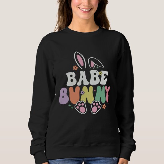 Babe Bunny Women Easter Day Rabbit Grandma Family スウェットシャツ (正面)
