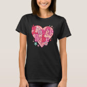Babe Retro Happy Valentine's Day Groovy Heart Tシャツ (正面)