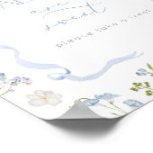 Babies are sweet Blue Bow Wildflower Baby shower ポスター (角)