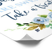 Babies are sweet blue floral sign ポスター (角)