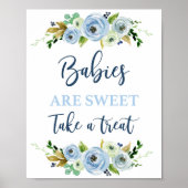Babies are sweet blue floral sign ポスター (正面)