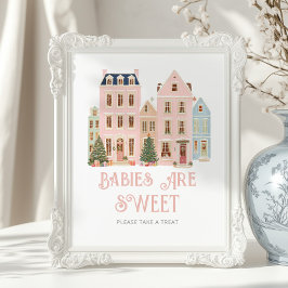 Babies are sweet Christmas Village Baby Shower ポスター
