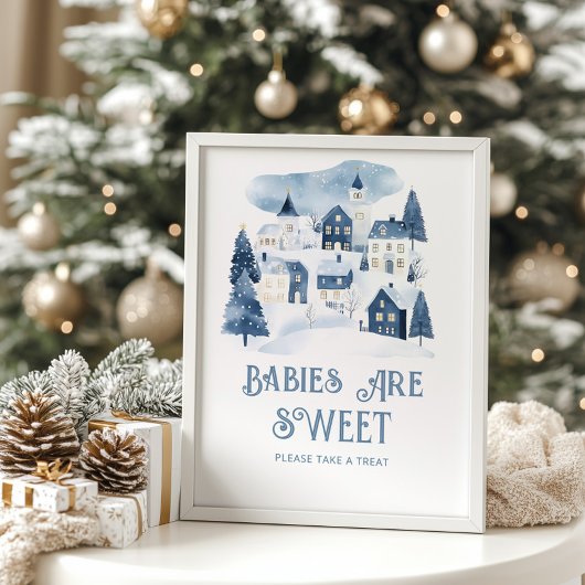 Babies are sweet Its takes a Village Winter Snow ポスター