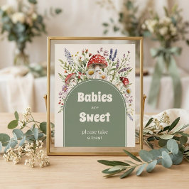 Babies are sweet Mushroom baby shower Poster ポスター