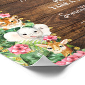 Babies are Sweet Pink Safari Rustic Baby Shower ポスター (角)