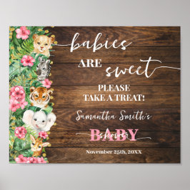 Babies are Sweet Pink Safari Rustic Baby Shower ポスター
