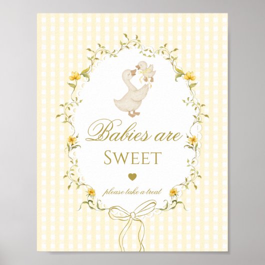 Babies are sweet Silly Goose yellow gingham ポスター (正面)